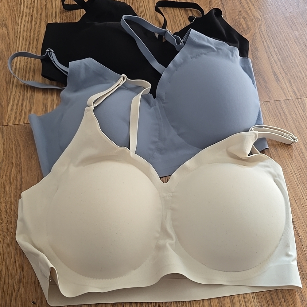 Elegant Comfort Women's Bra Trio - Black, Blue, Cream